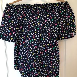 J. Crew navy polka dot off shoulder - SIZE 6